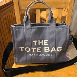 Marc Jacobs Tote Bag in Slate Gray Canvas with White Logo